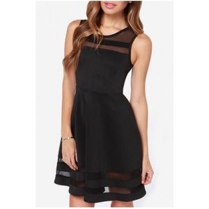 Lulus Sheer Determination Skater Dress, Black